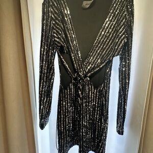 Cut out Black Sequin mini Dress